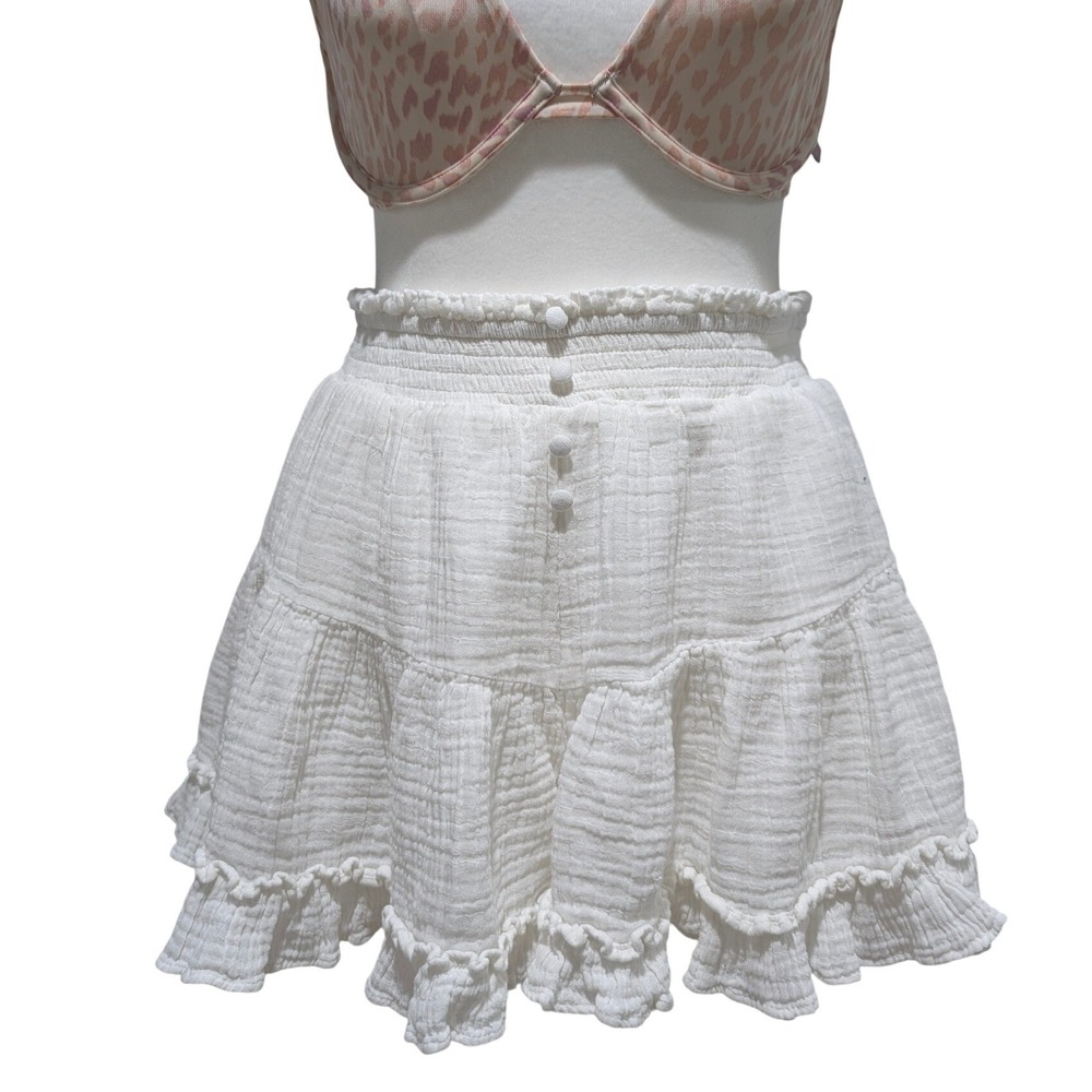 American Eagle White Gauze Ruffle Tiered Skort Style Shorts Small Boho Coquette